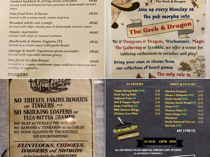 George and Dragon Menu