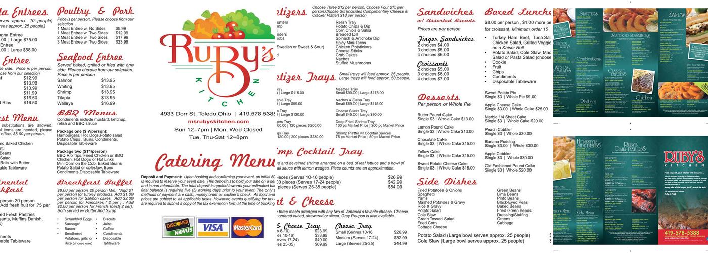 Ruby's Kitchen Menu