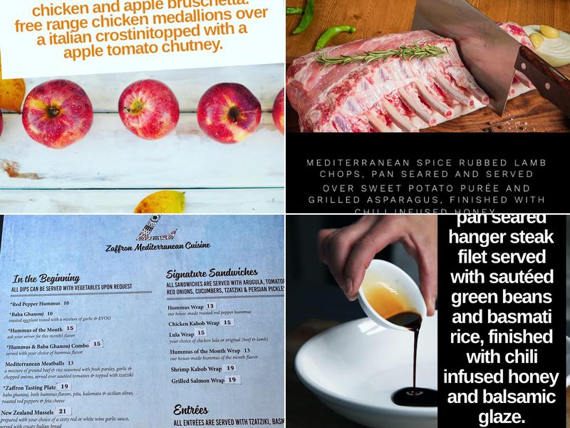 Zaffron Mediterranean Cuisine Menu