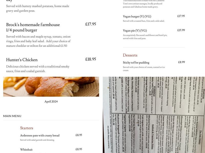 The Barleycorn Inn Menu