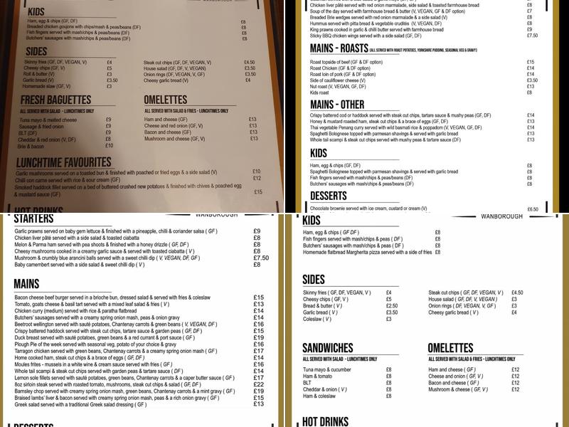 The Plough Inn Menu
