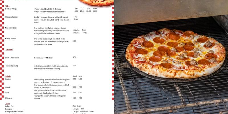 La Roma Pizza Menu