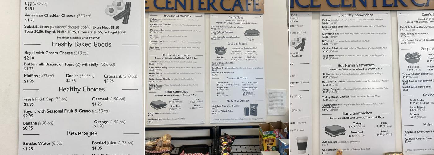 Justice Center Cafe Menu