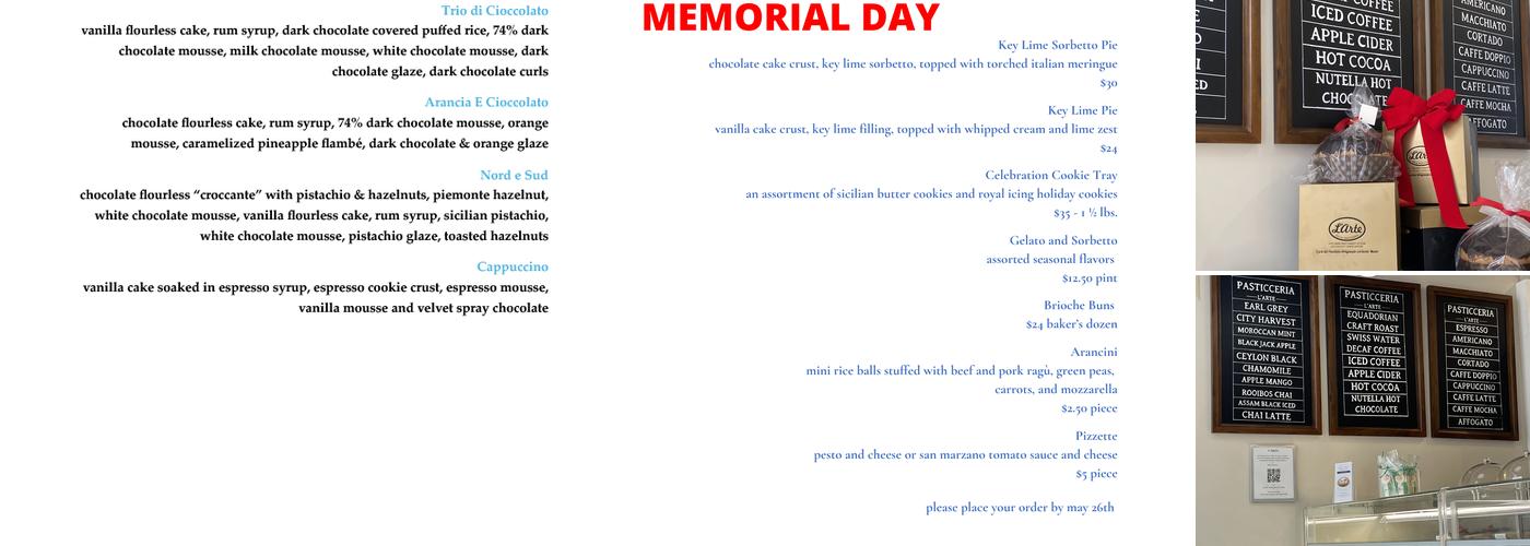L'Arte della Pasticceria Menu