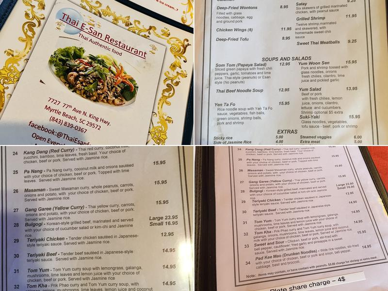 Thai-Esan Restaurant Menu