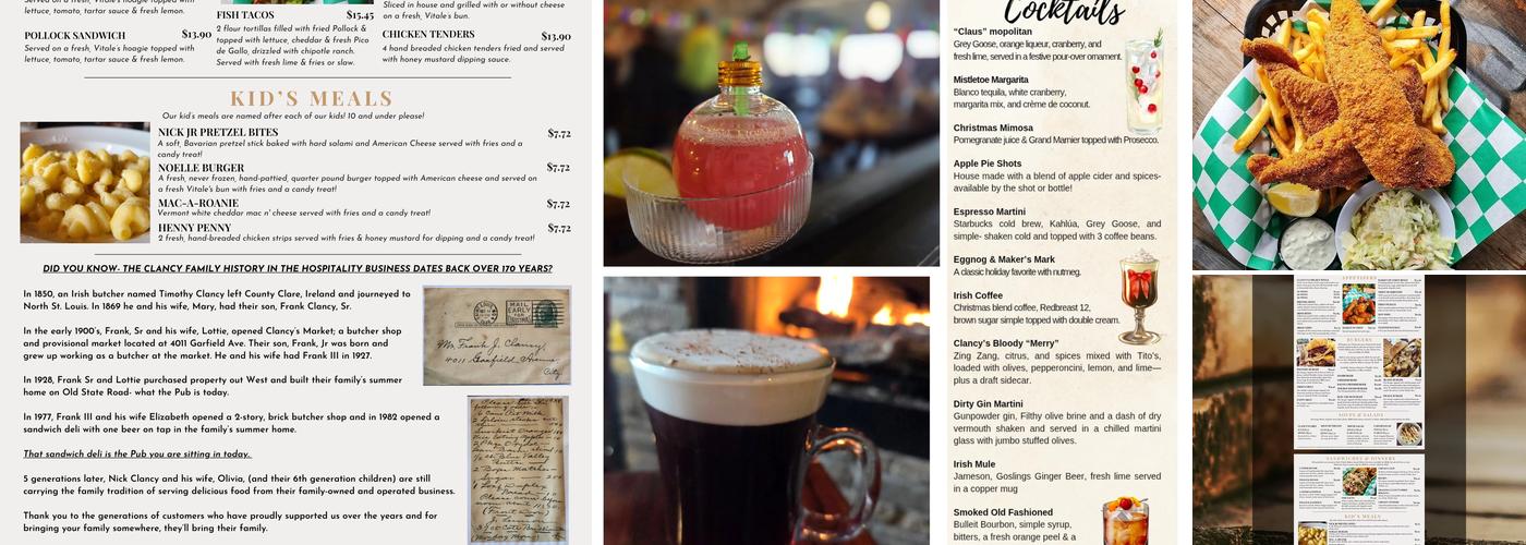 Clancy's Irish Pub Menu