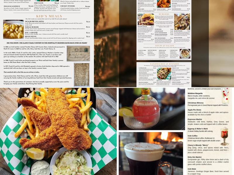 Clancy's Irish Pub Menu