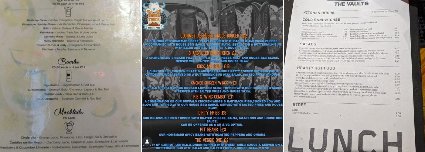 The Vaults Real Ale Bar (dog friendly) Menu