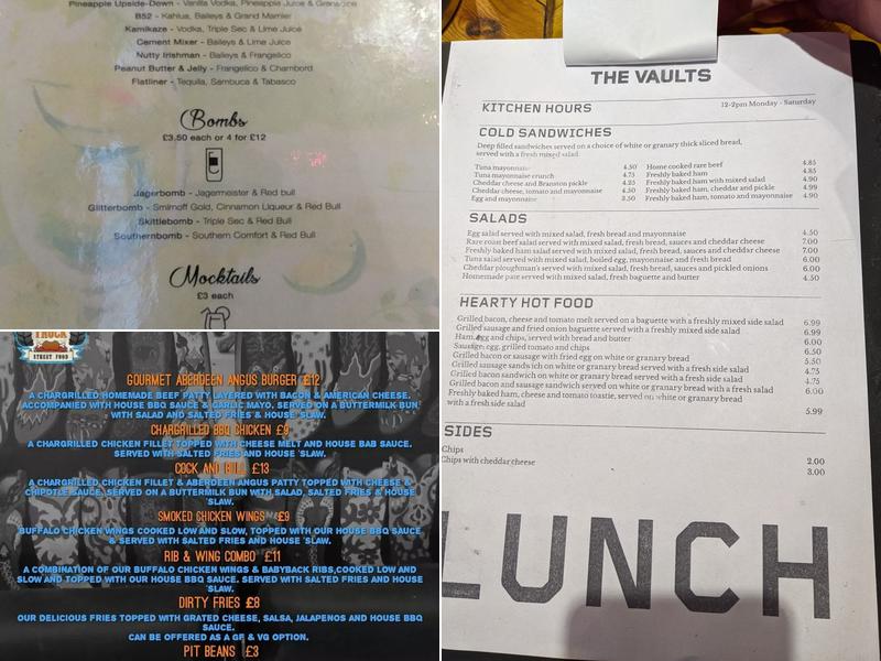 The Vaults Real Ale Bar (dog friendly) Menu