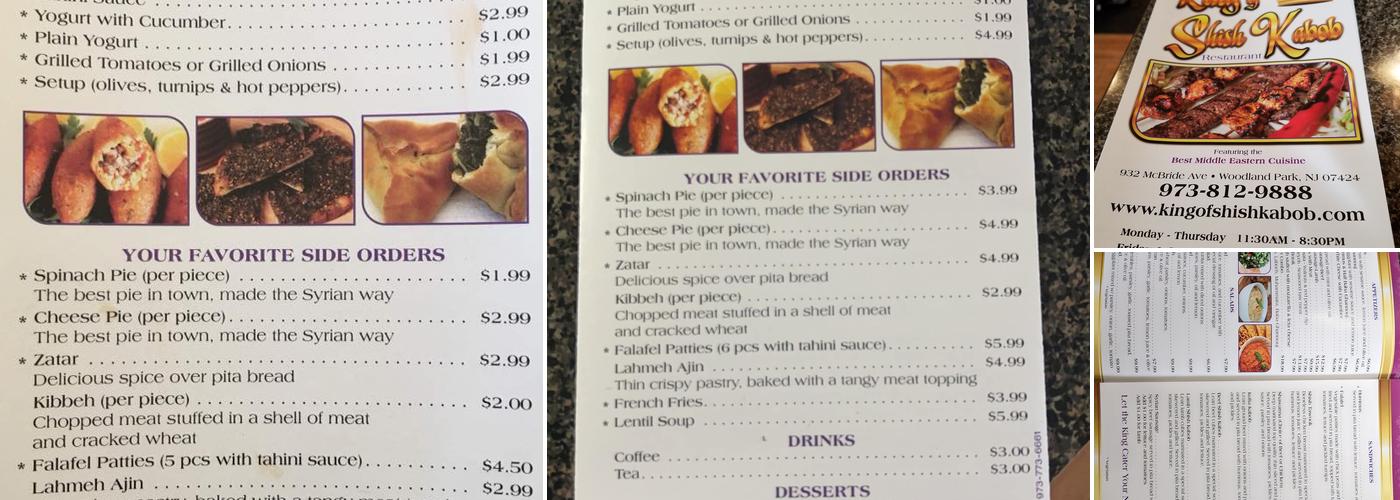 King of Shish Kabob Menu