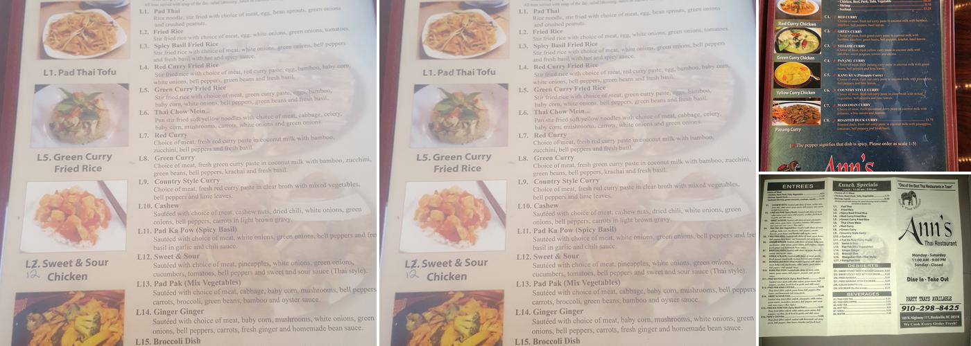 Ann's Thai Kitchen Menu