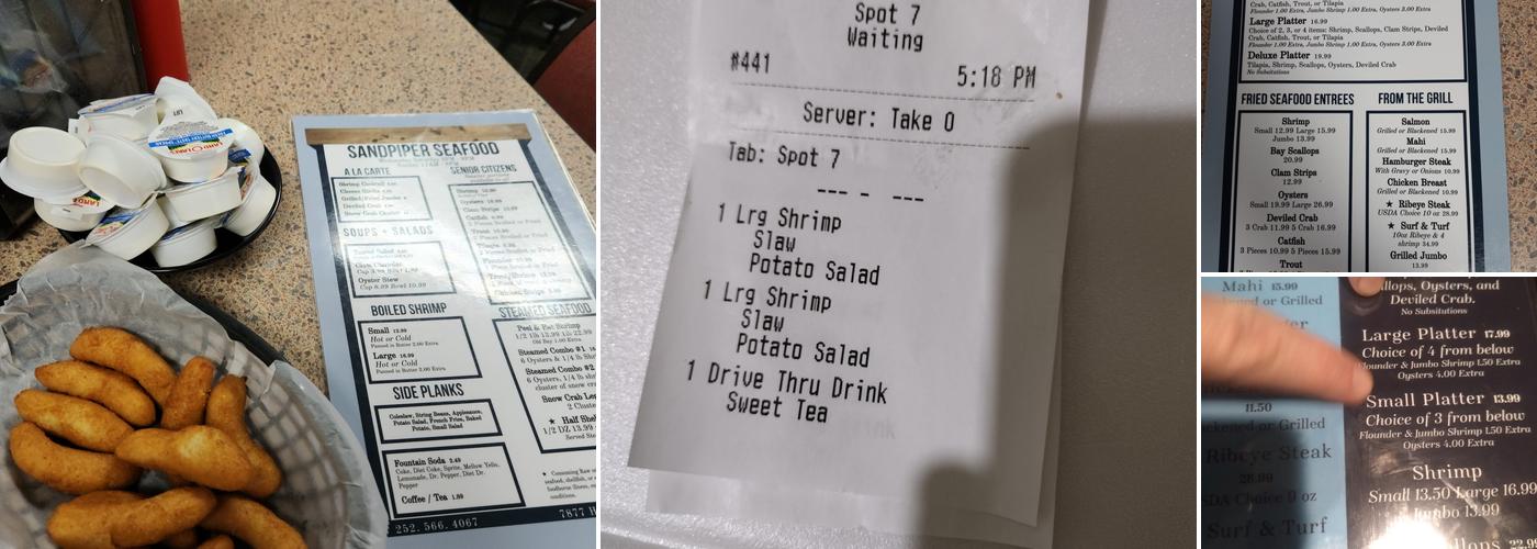 Sandpiper Seafood and Oyster Bar Menu