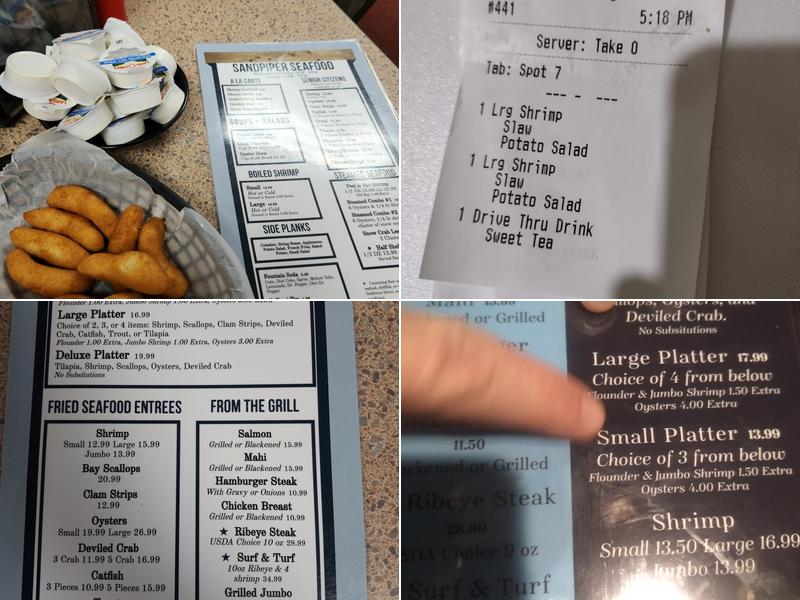 Sandpiper Seafood and Oyster Bar Menu