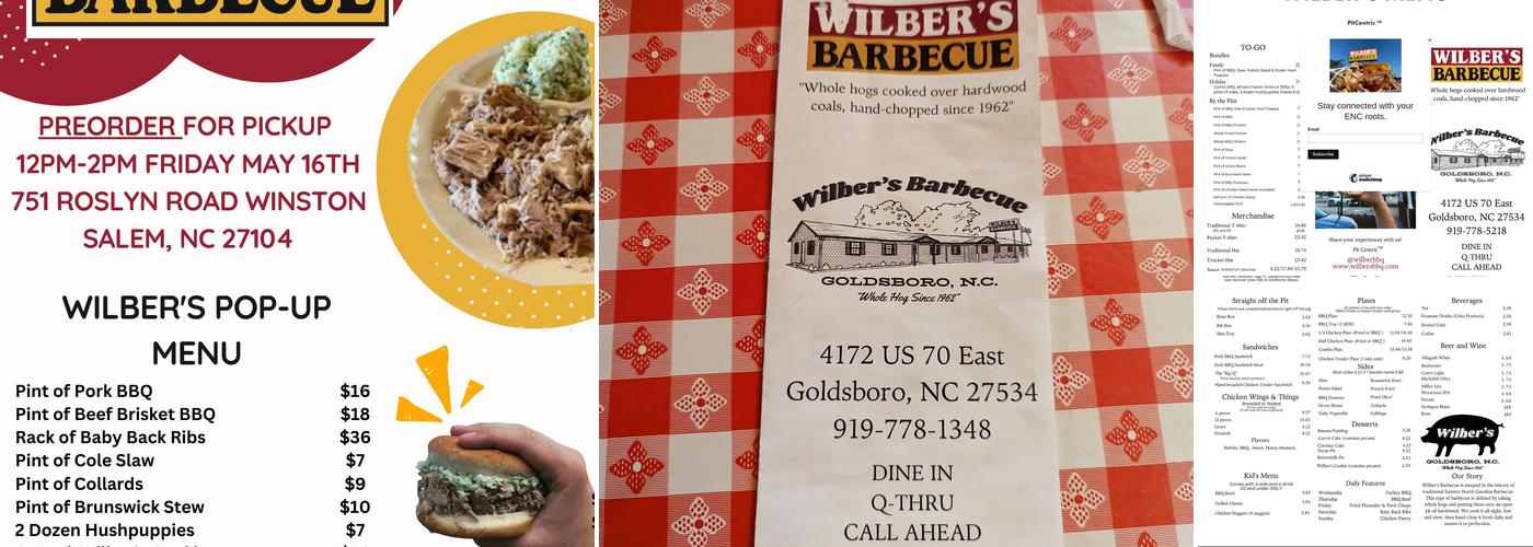 Wilber's Barbecue Menu