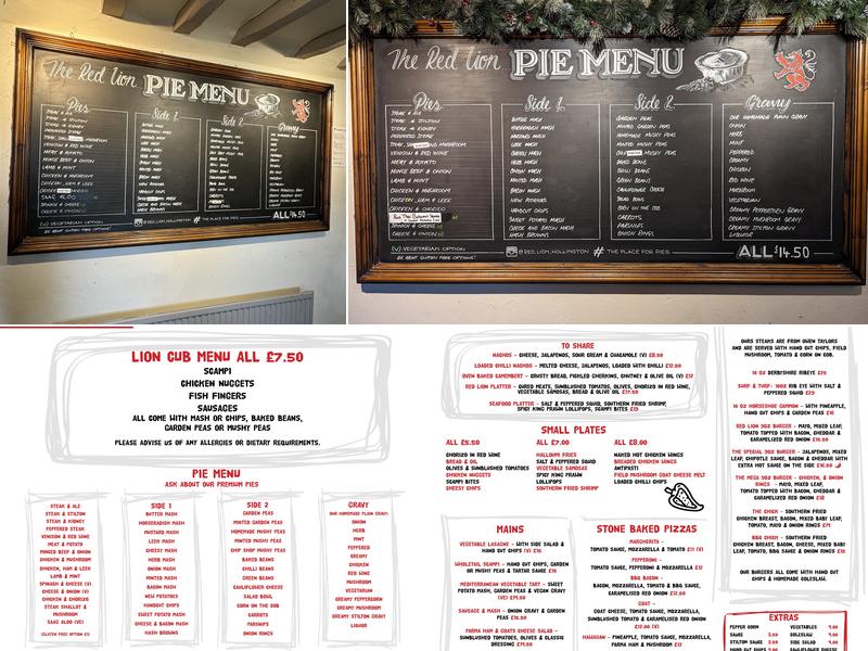 The Red Lion Menu