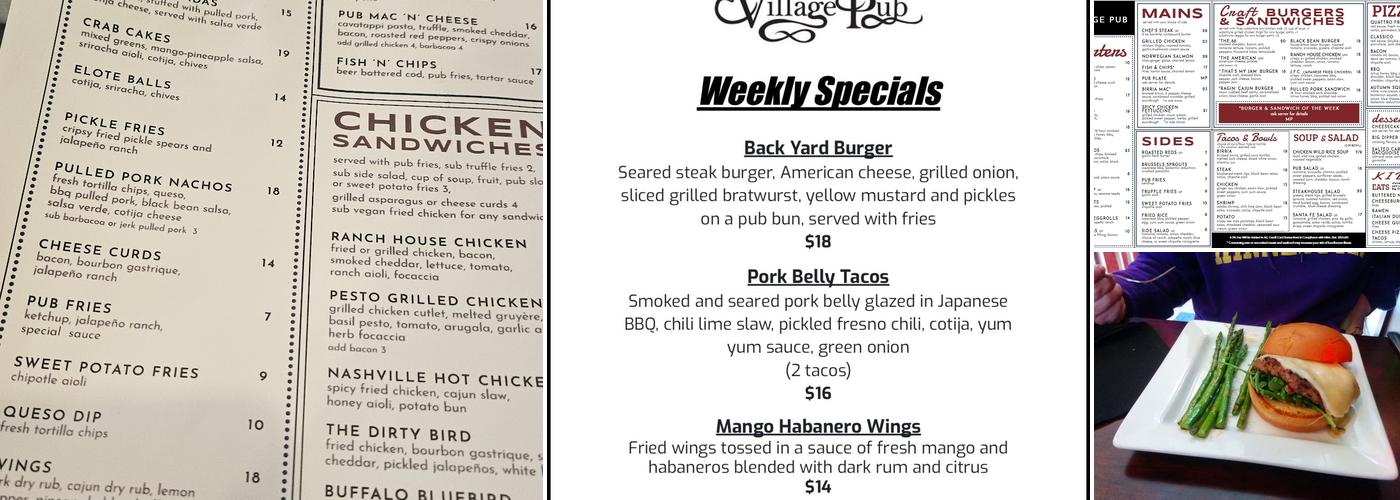 Village Pub Menu