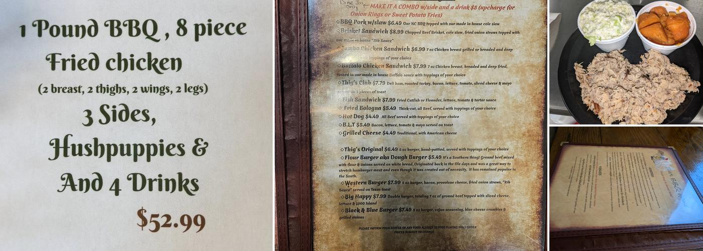 Thig's BBQ House Menu