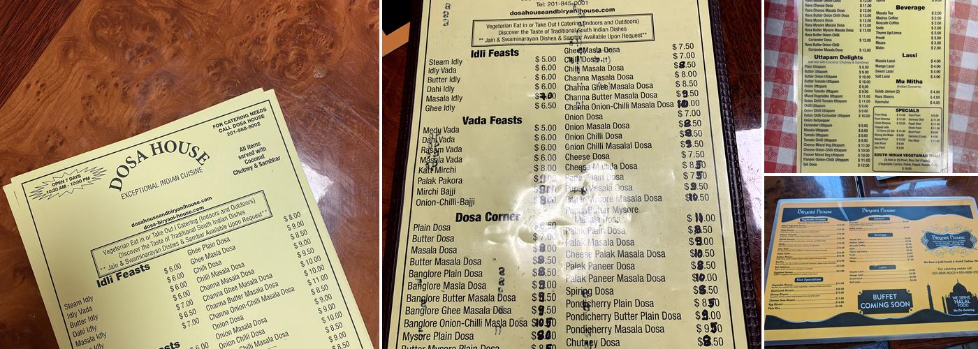 Dosa and Biryani House Menu