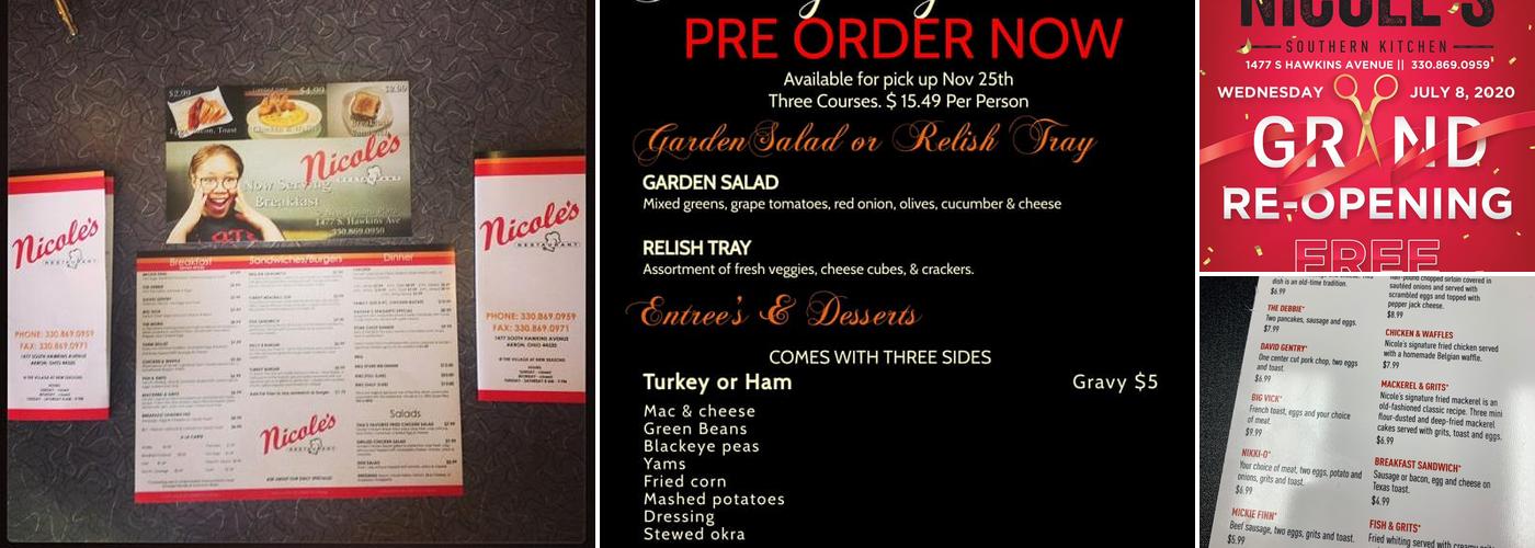 Nicole's Restaurant Menu