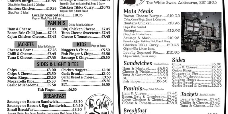 The White Swan Menu