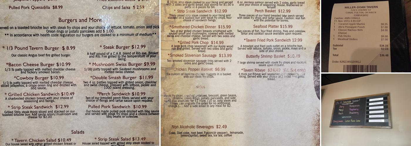 Miller-Doan Tavern Menu