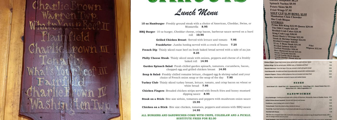 Cohoot's Menu