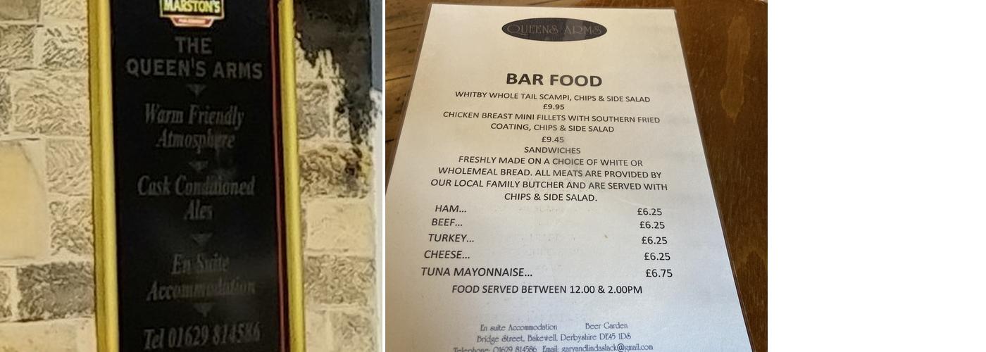 The Queen's Arms Menu