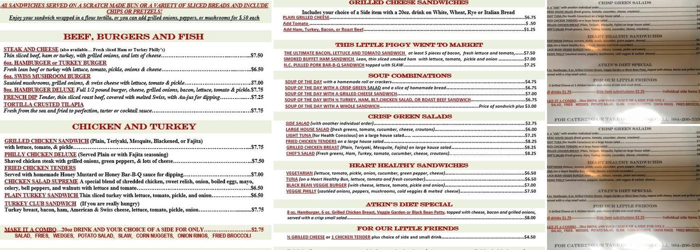 B B & Y & TSA Cafe & Catering LLC Menu