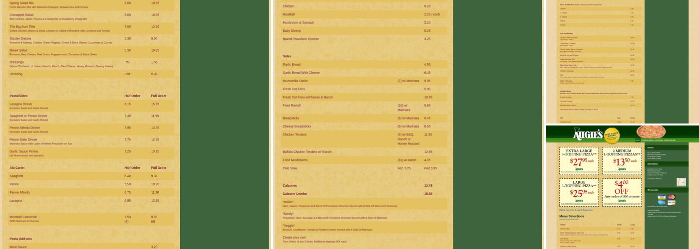 Augie's Pizza Menu