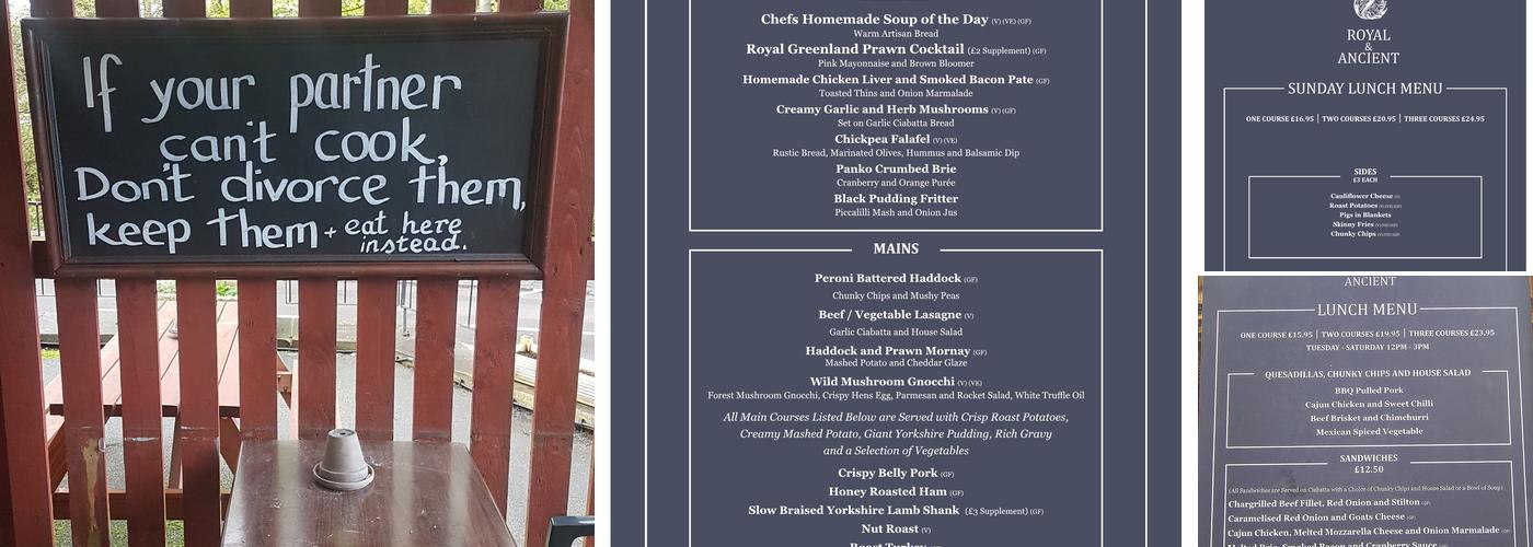 Royal & Ancient Menu