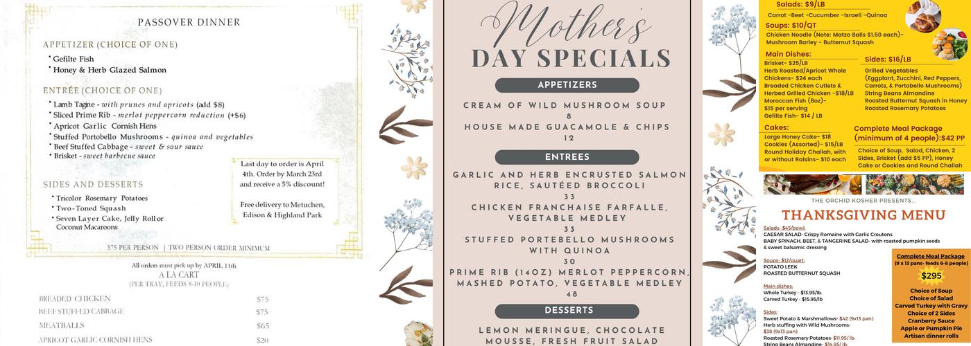 Orchid Kosher Menu