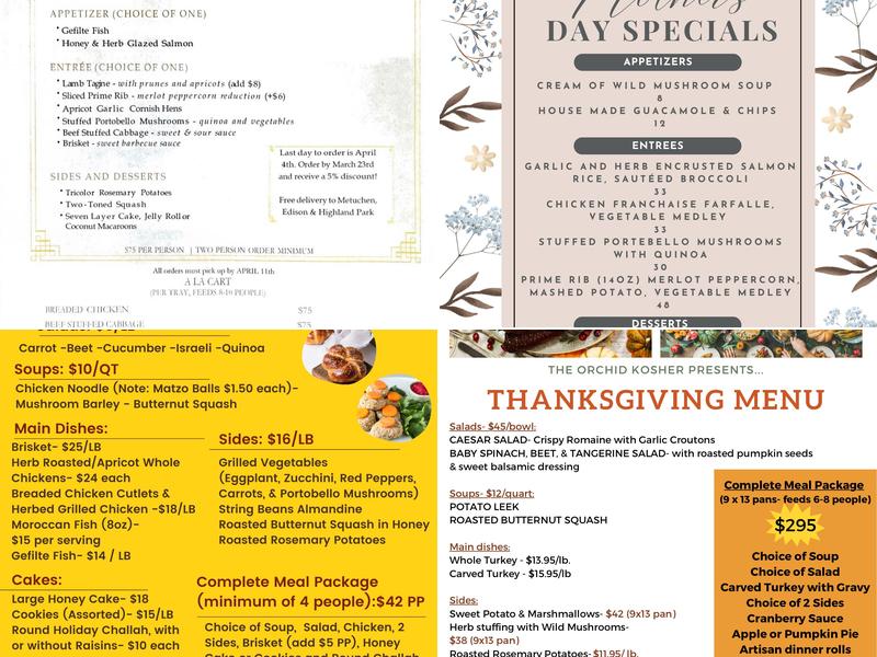 Orchid Kosher Menu