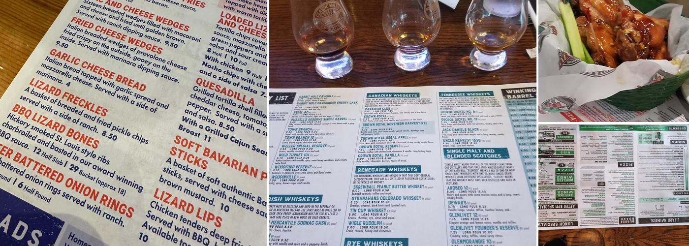 Winking Lizard Independence Menu