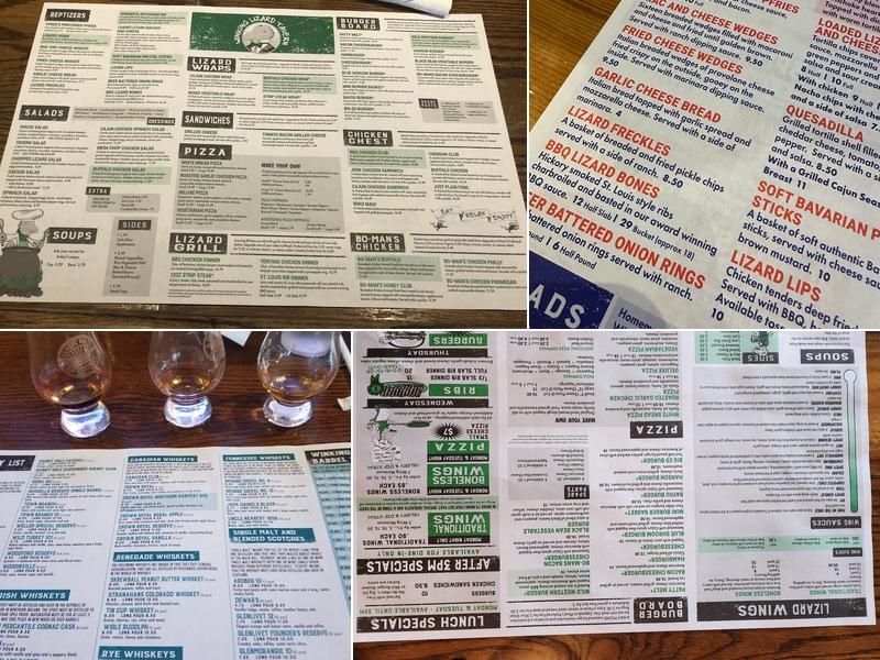 Winking Lizard Independence Menu
