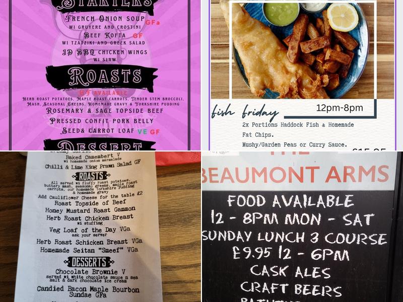 Beaumont Arms Menu