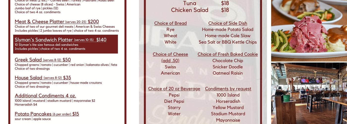 Slyman's Tavern Independence Menu