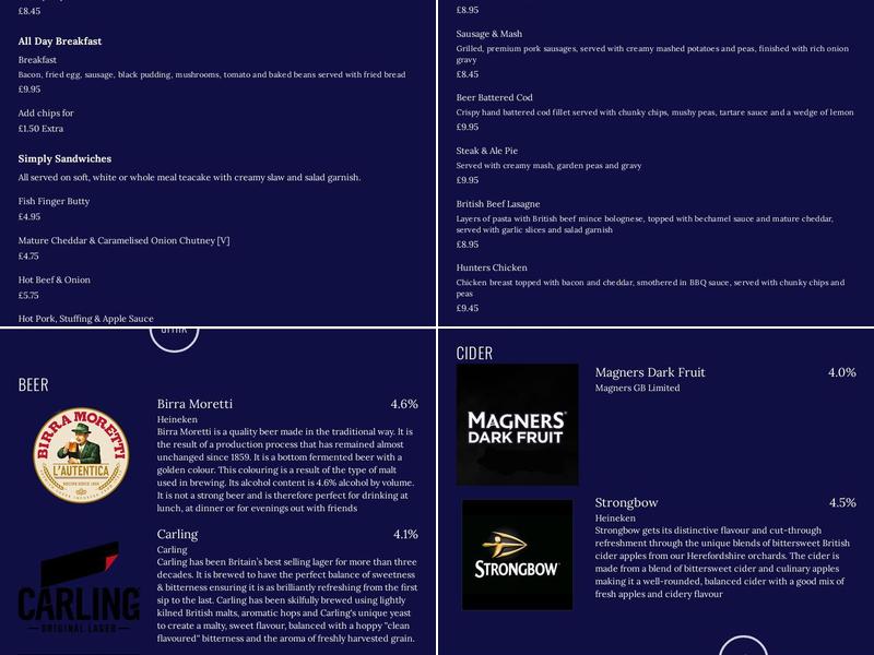 The Spangled Bull Menu