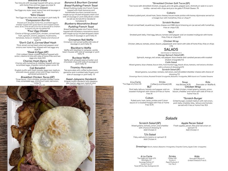 Scratch Restaurant Menu