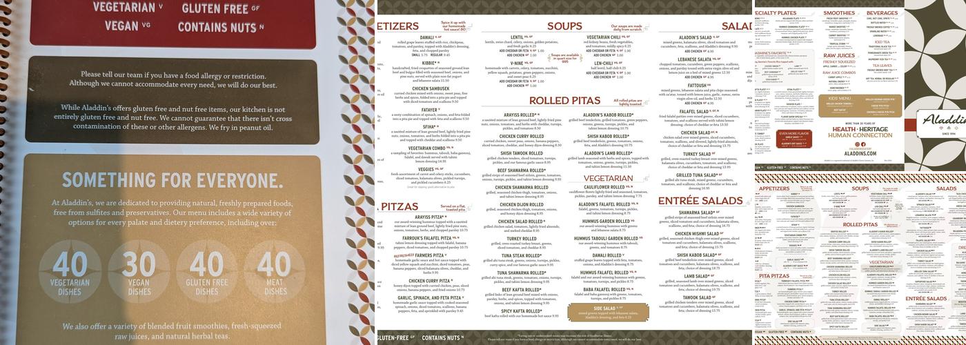 Aladdin's Eatery Rockside Menu