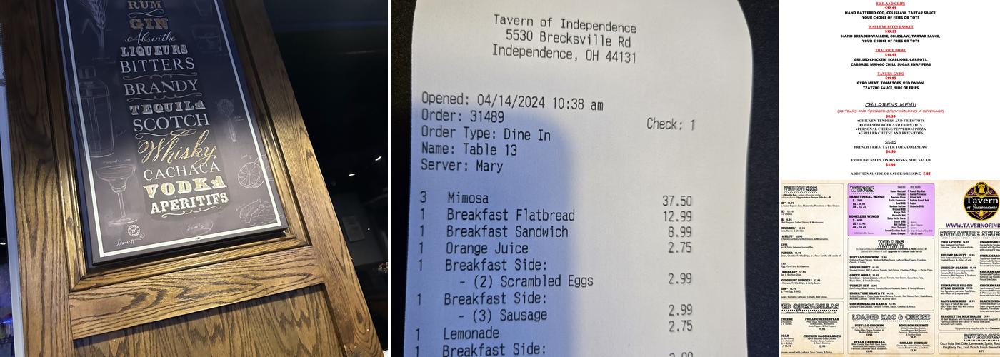 Tavern of Independence Menu