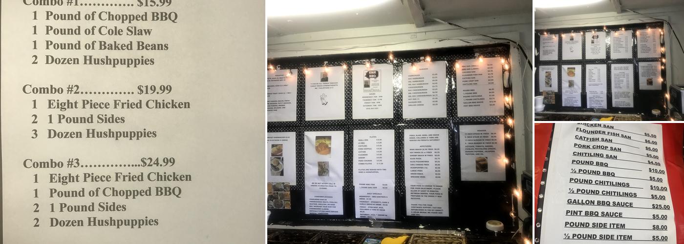 E&H Barbeque Hut Menu