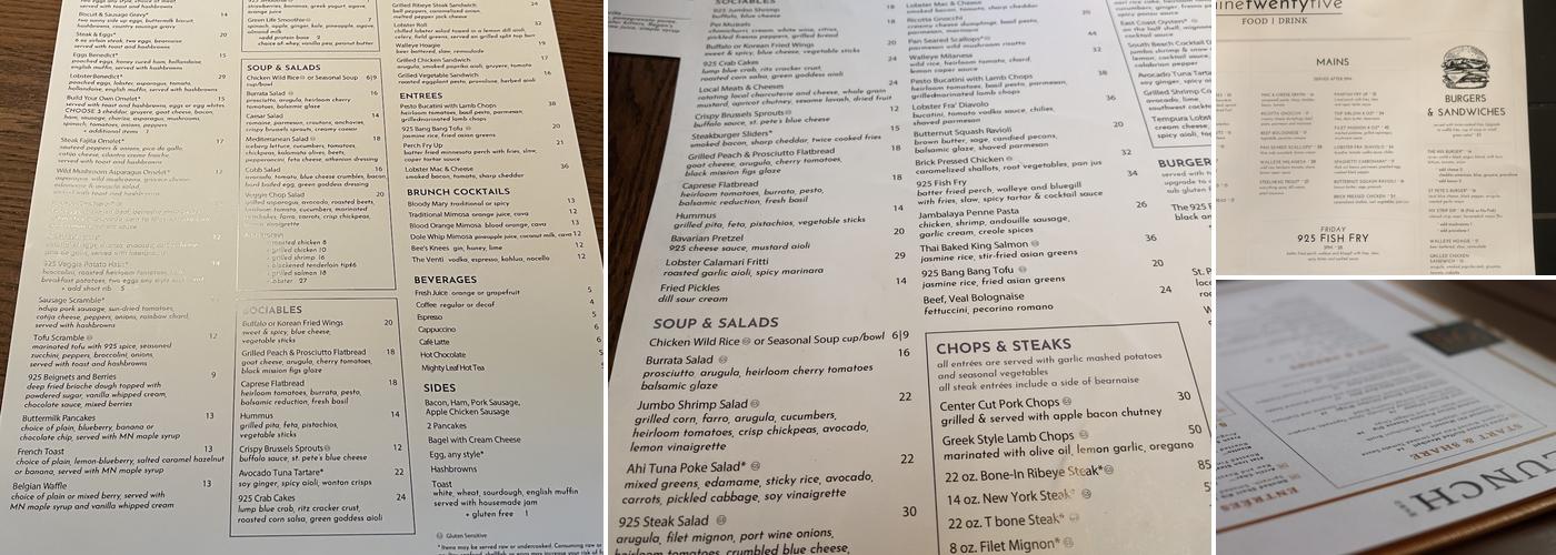 ninetwentyfive Menu