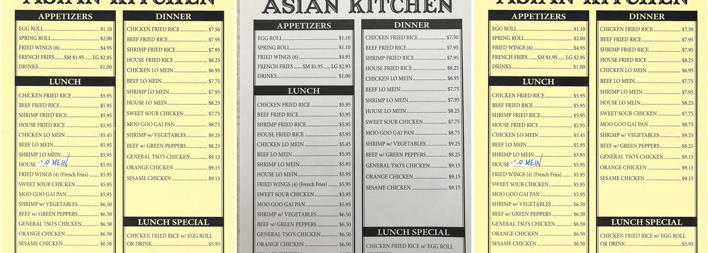 Asian Kitchen Menu