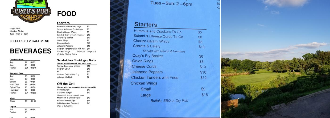 Cozy's Pub Menu