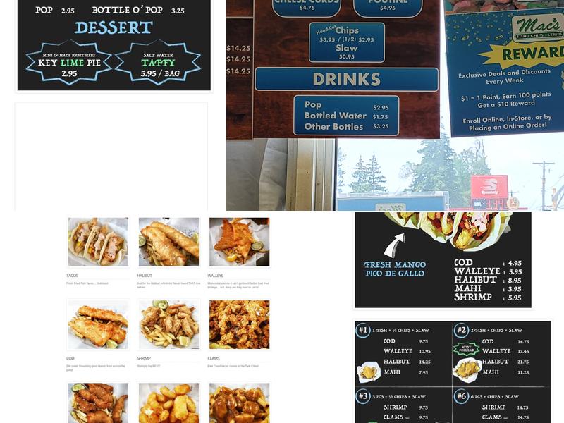 Mac's Fish / Chips / Strips Menu
