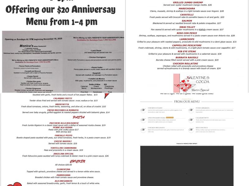 Monica's Restaurant Menu