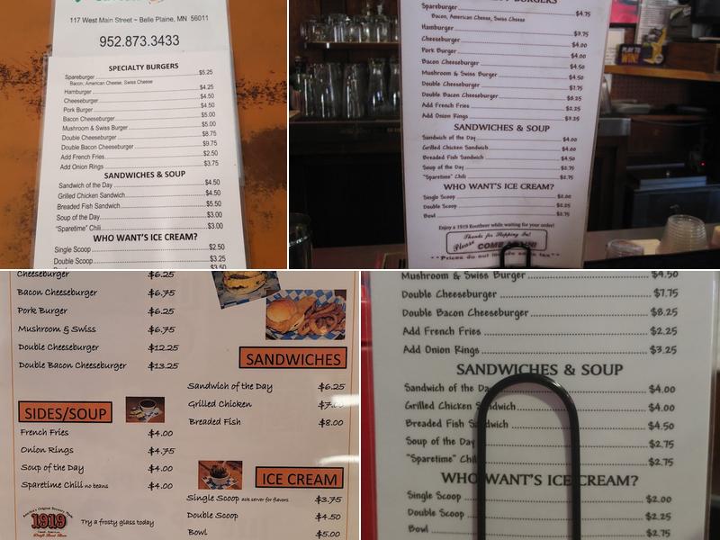 Sparetime Tavern Menu