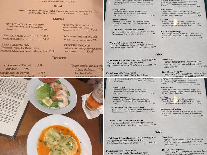 White Oaks Restaurant Menu