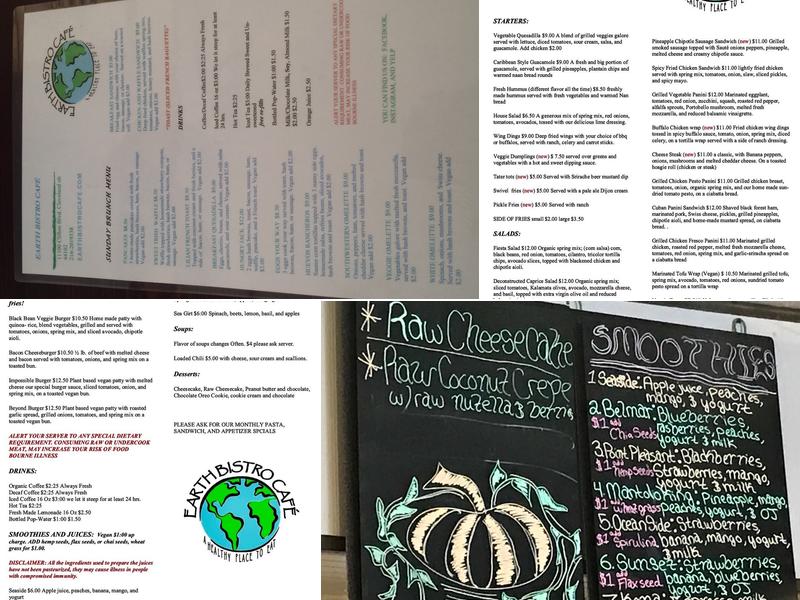 Earth Bistro Cafe Menu