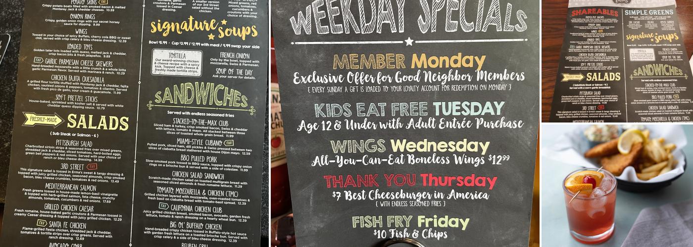 Max & Erma's Menu